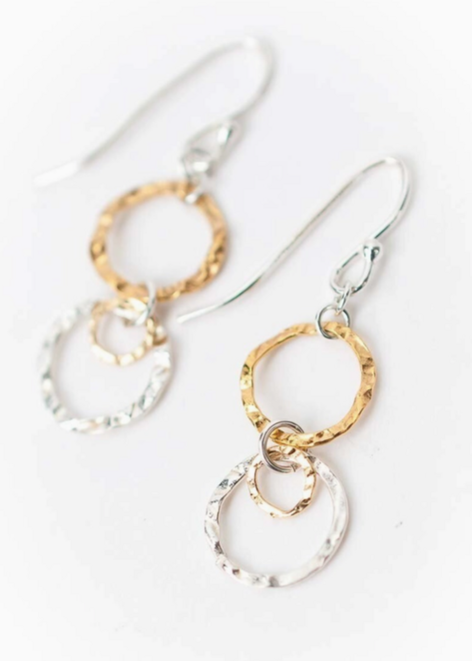Seaside Fine Silver and Gold Drop Hoop Earrings