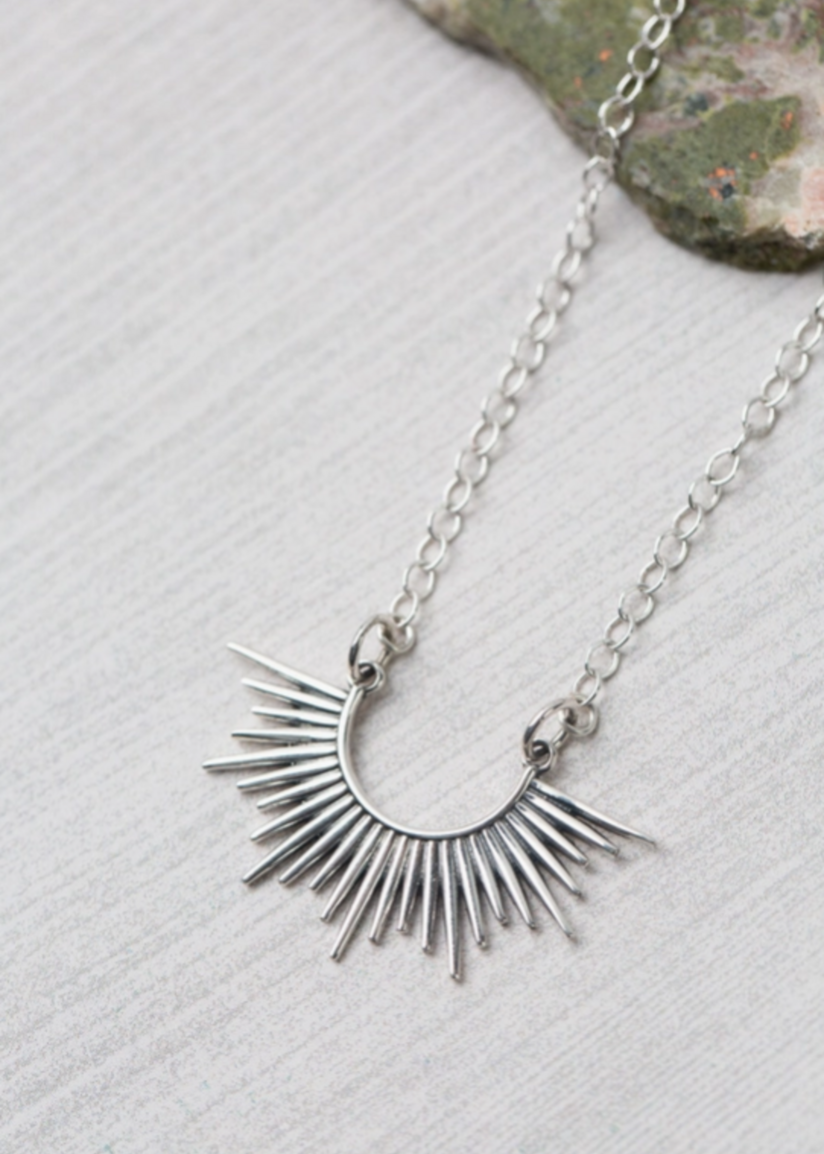 Resilience 16.25-18.25" Sterling Silver Sunburst Simple Neck