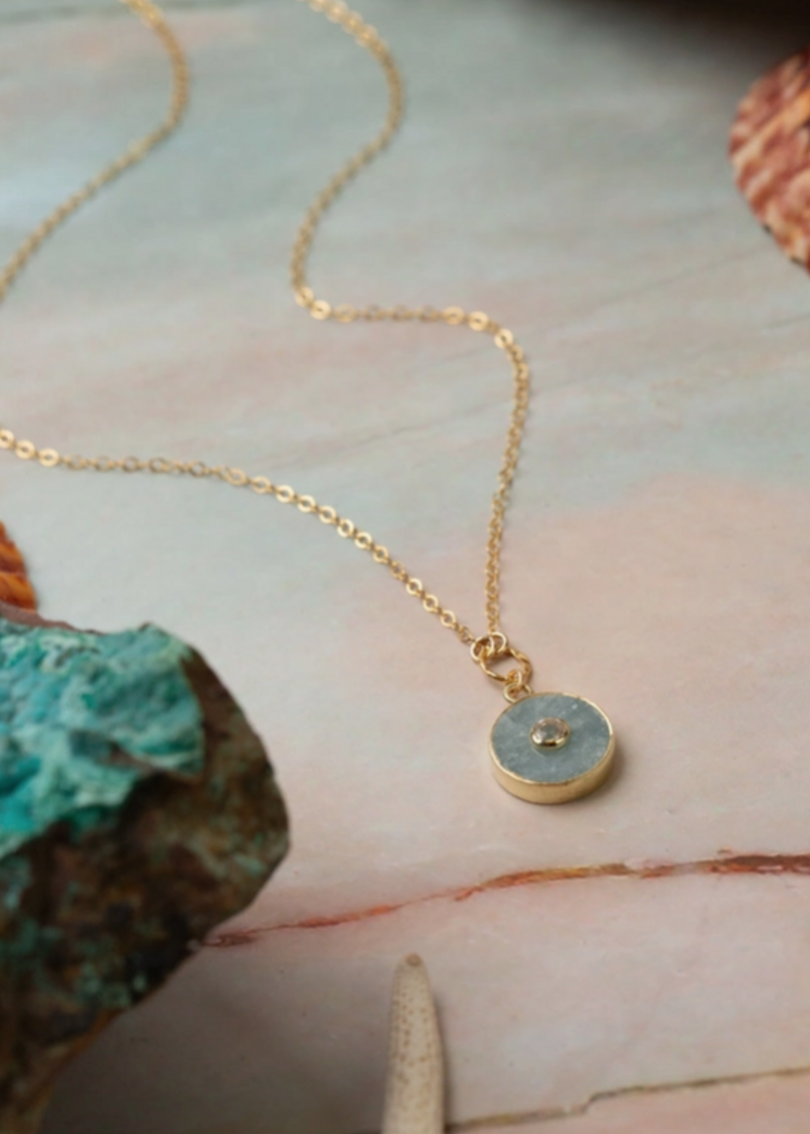 Ocean Waves 15.5-17.5" Aquamarine Simple Necklace