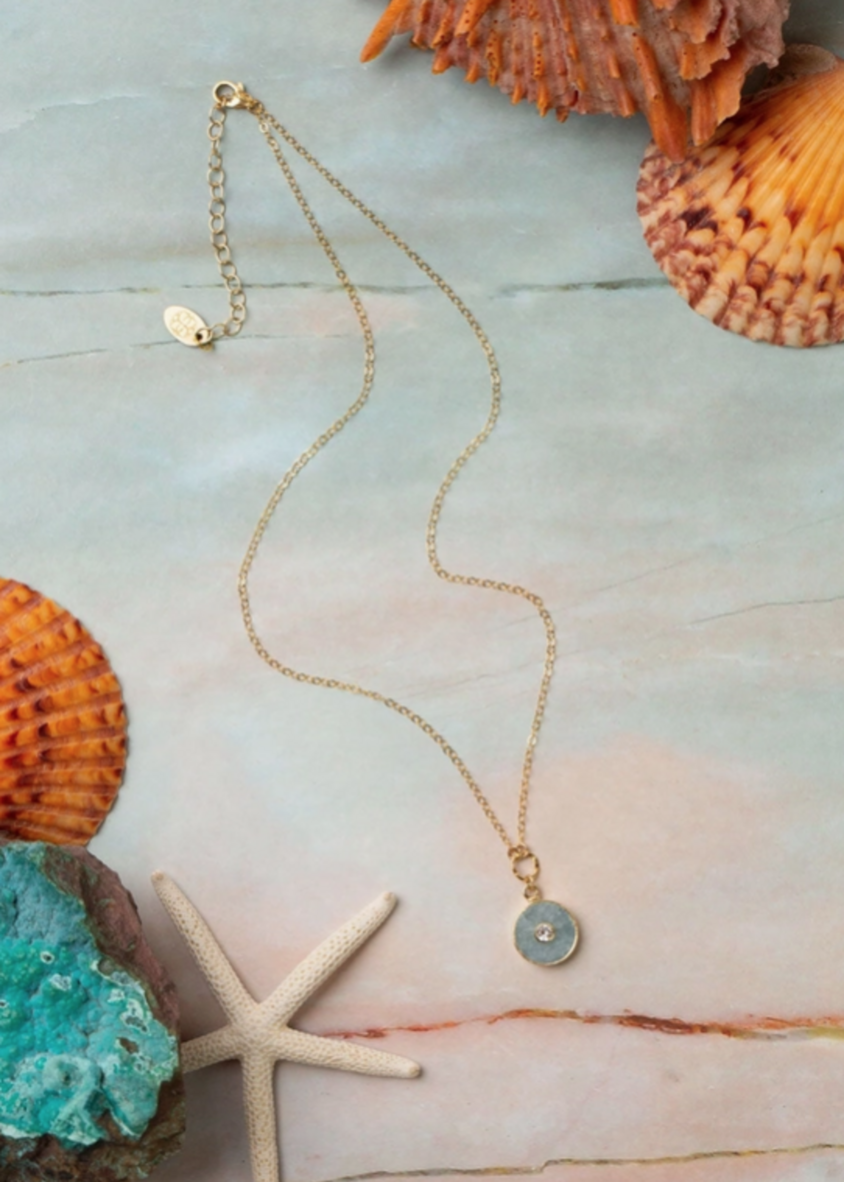Ocean Waves 15.5-17.5" Aquamarine Simple Necklace