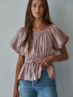 Balloon Short Sleeve Peplum Top