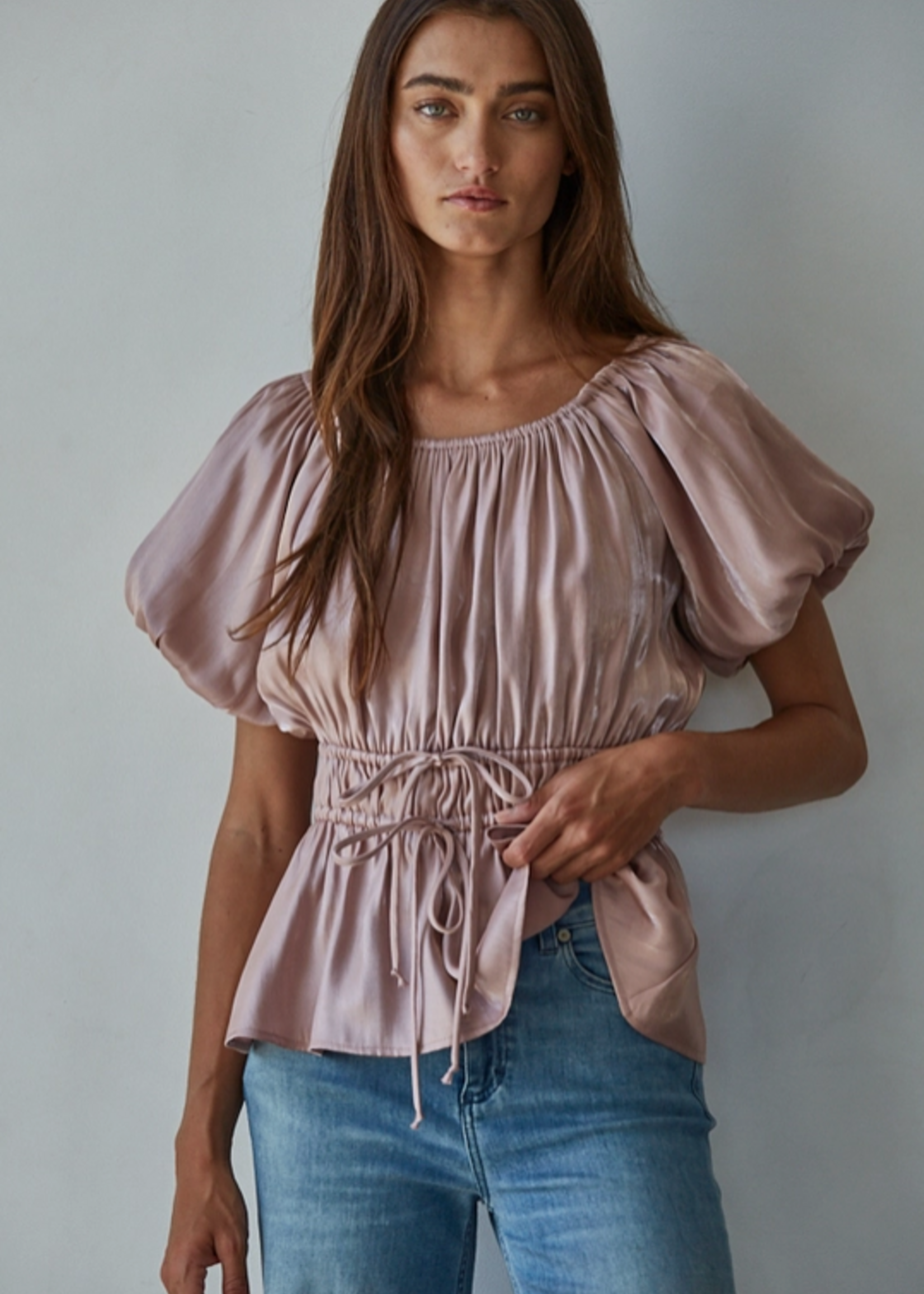 Balloon Short Sleeve Peplum Top