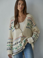 Print Detail V Neck Cardigan