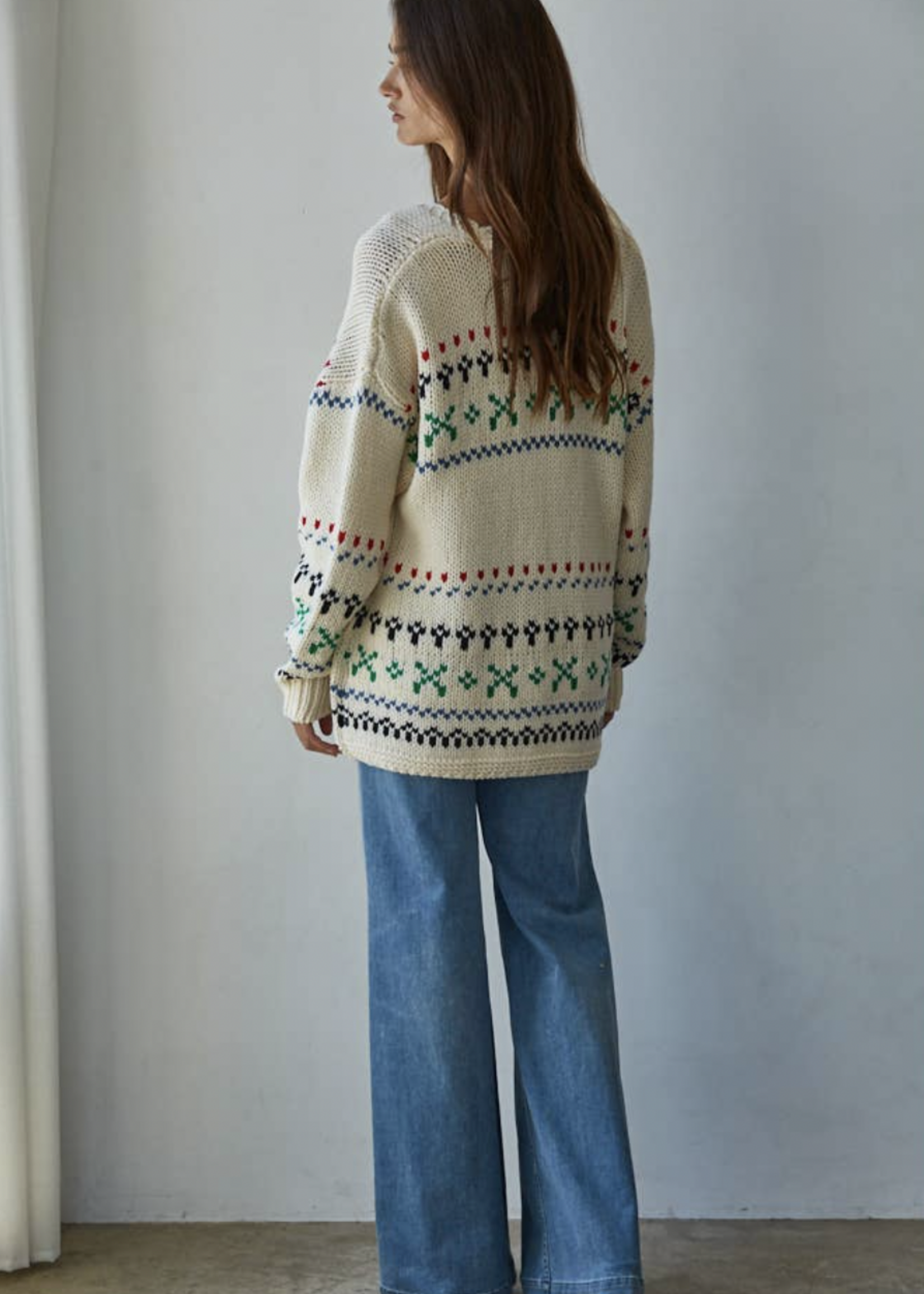 Print Detail V Neck Cardigan