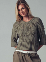 Bohemian Crochet Three Quarter Sleeve Sweater