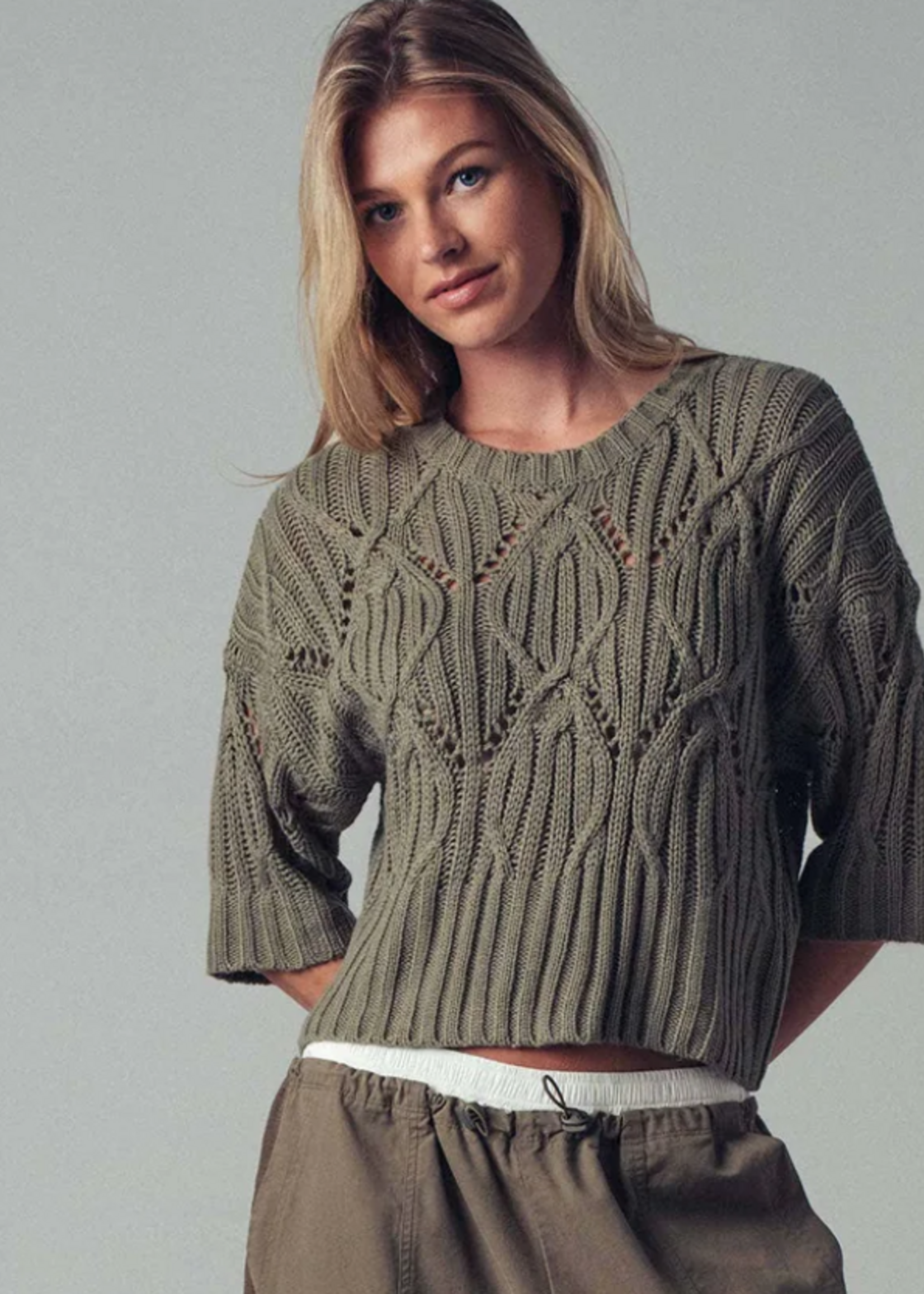 Bohemian Crochet Three Quarter Sleeve Sweater