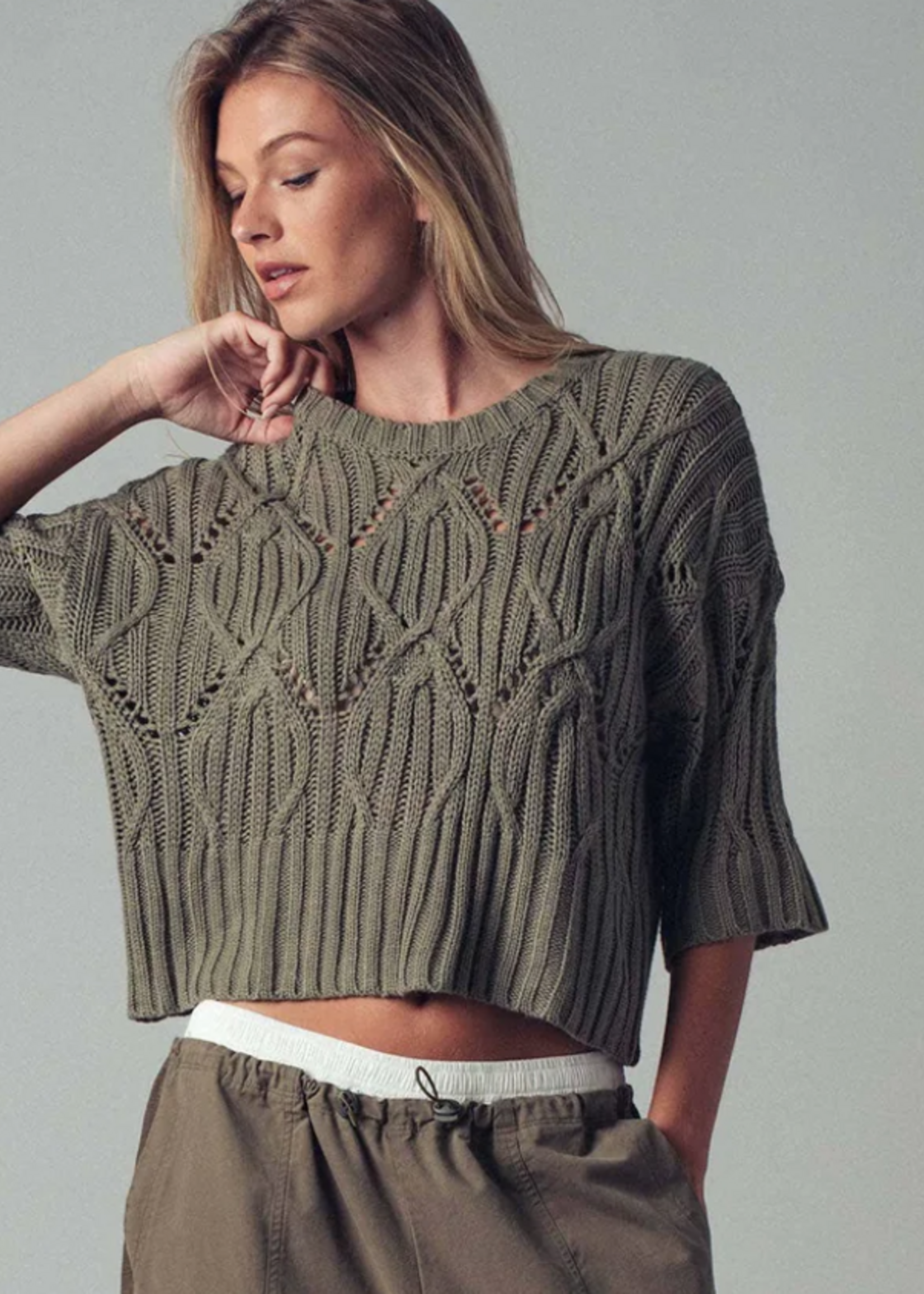 Bohemian Crochet Three Quarter Sleeve Sweater