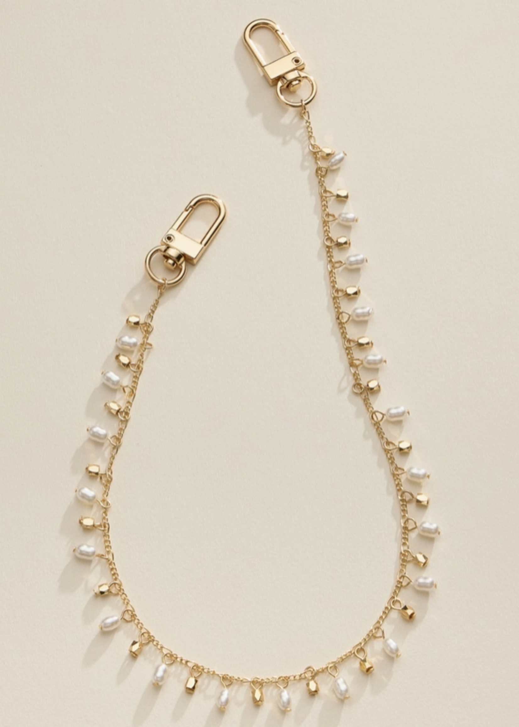 Gold Chain Pearl Drop Bag Charm Strap