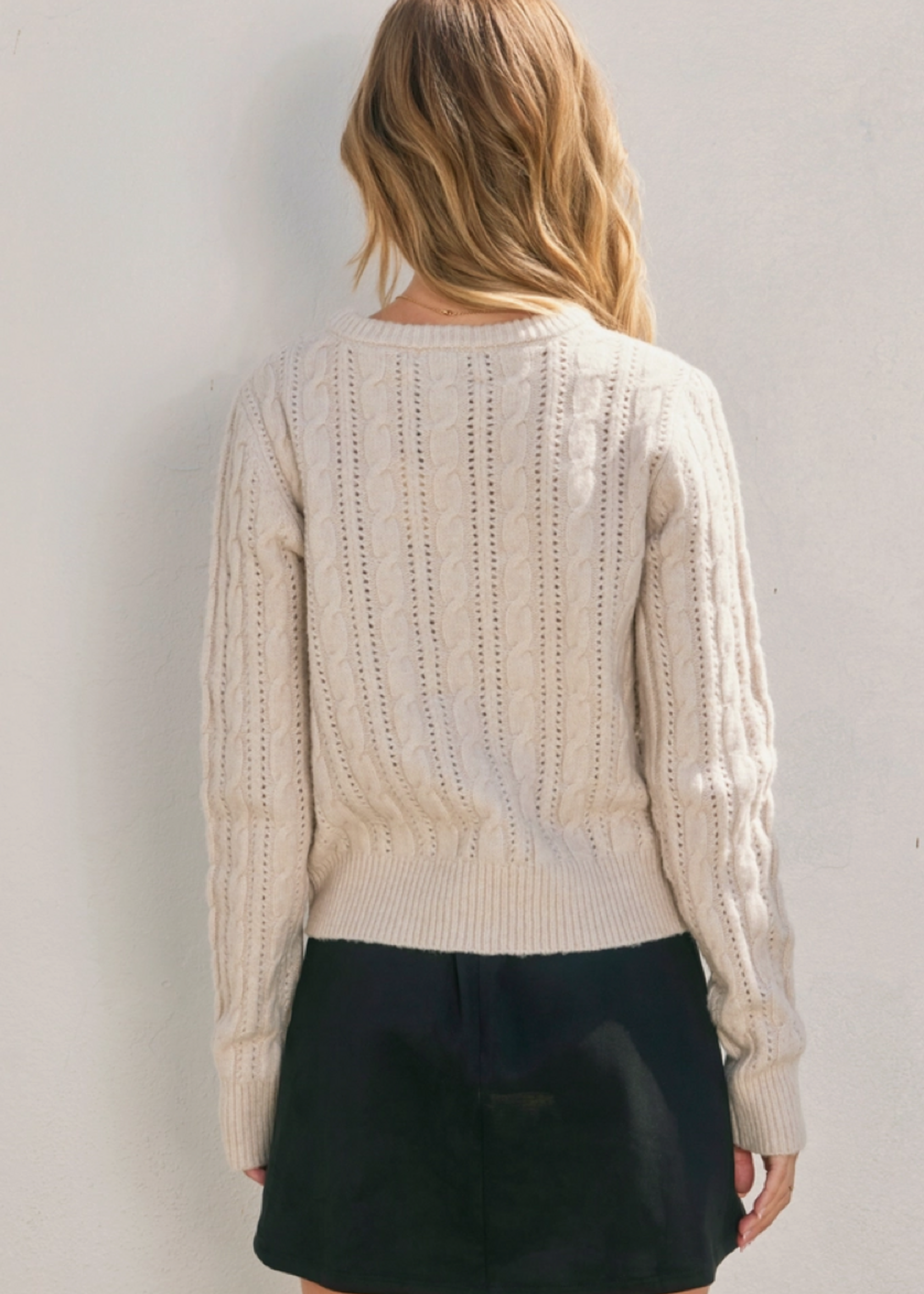 Cable Knit Sweater Bone