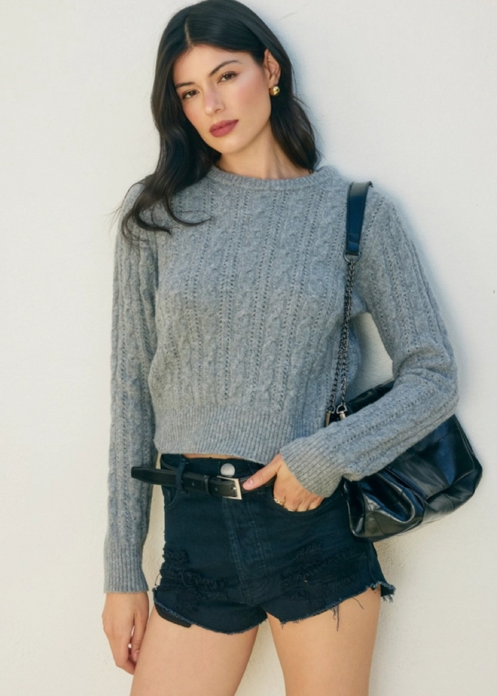 Cable Knit Sweater Grey