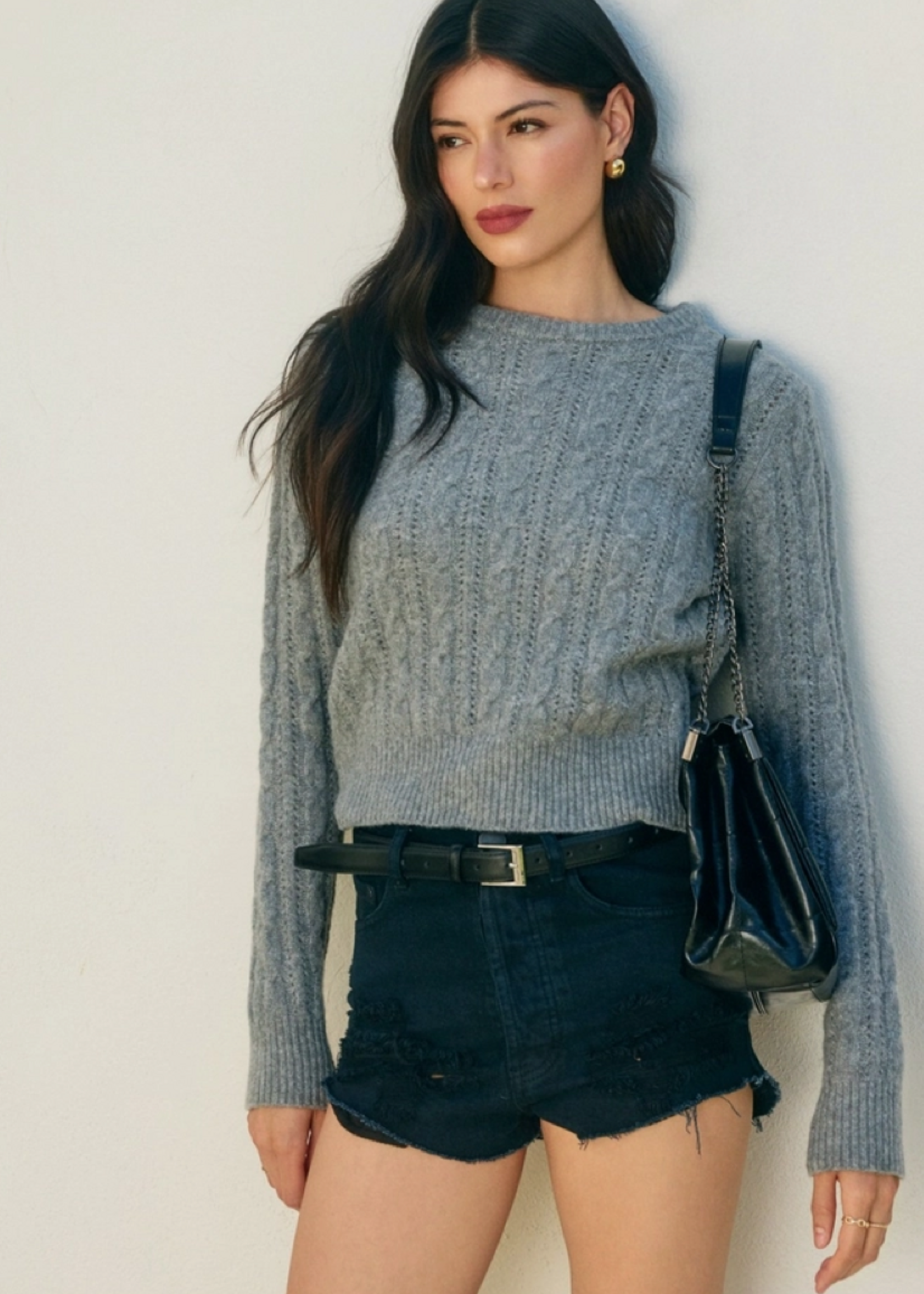 Cable Knit Sweater Grey