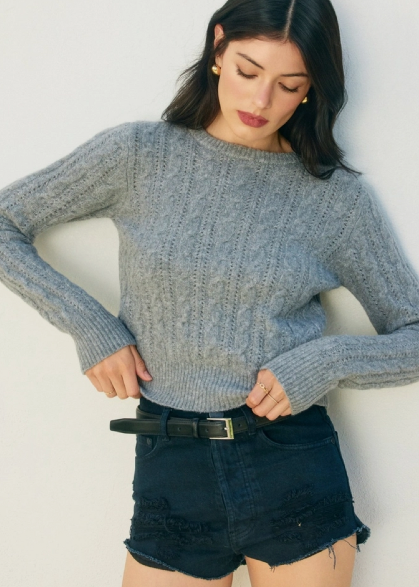 Cable Knit Sweater Grey