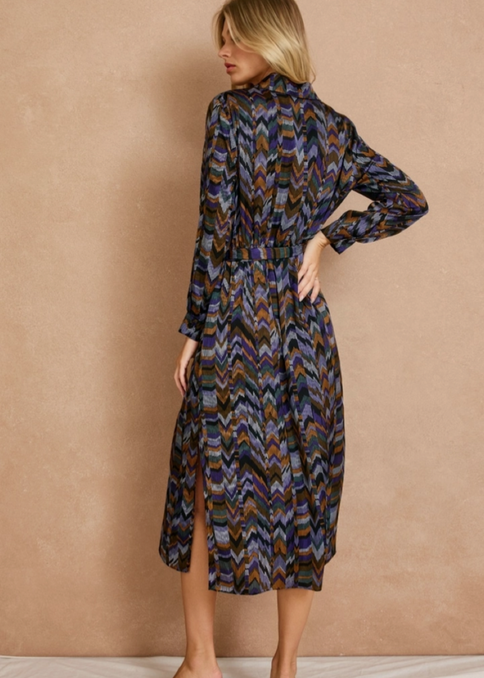 Roll with It Satin Shirt Dress