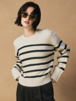 Striped Button Detail Sweater Ivory/Black