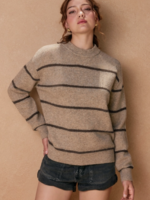Striped Crewneck Sweater Khaki/Brown