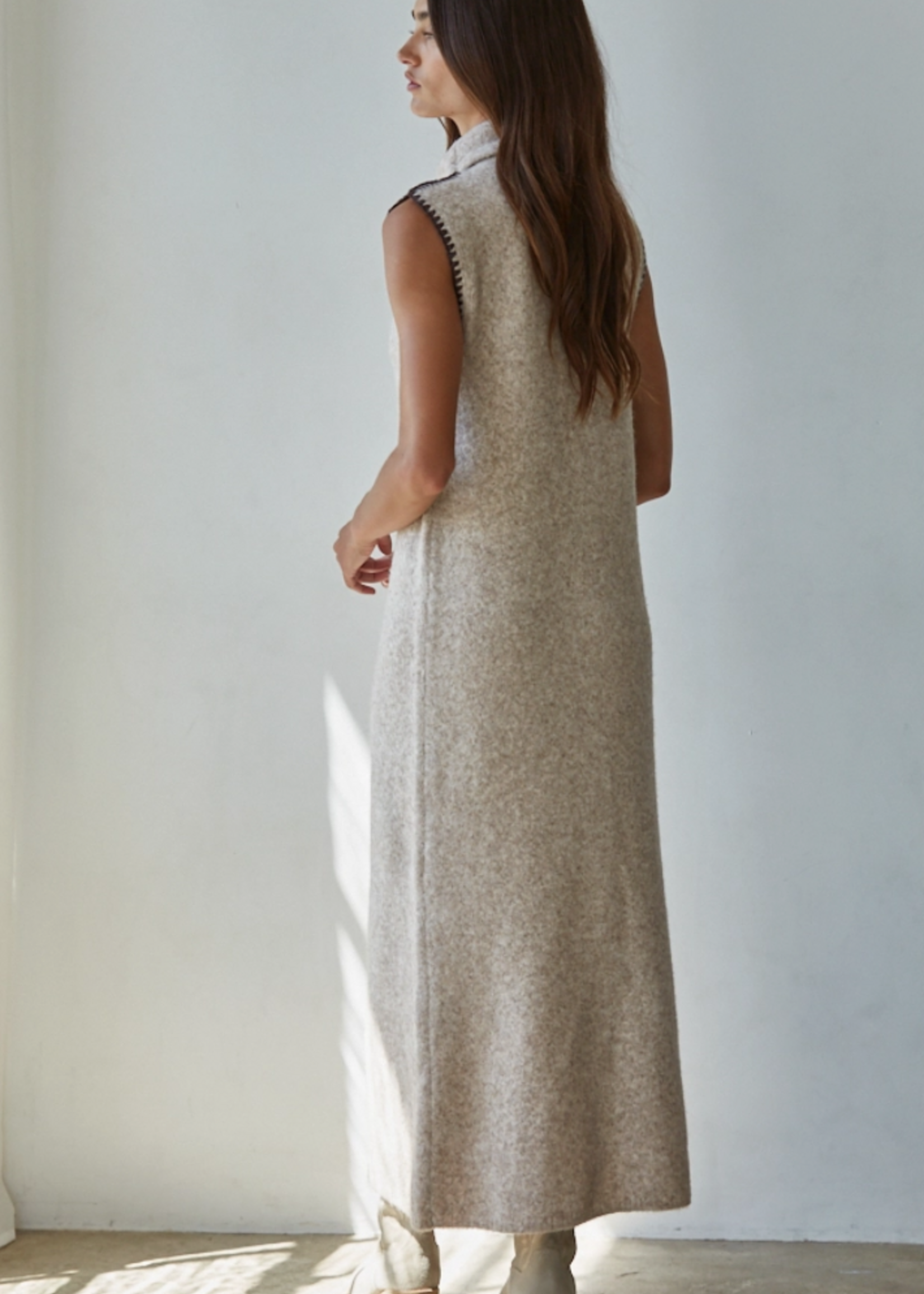 Sweater Turtle Neck Sleeveless Bodycon Maxi