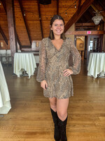 Ash Panther Laced V Neck Mini Dress