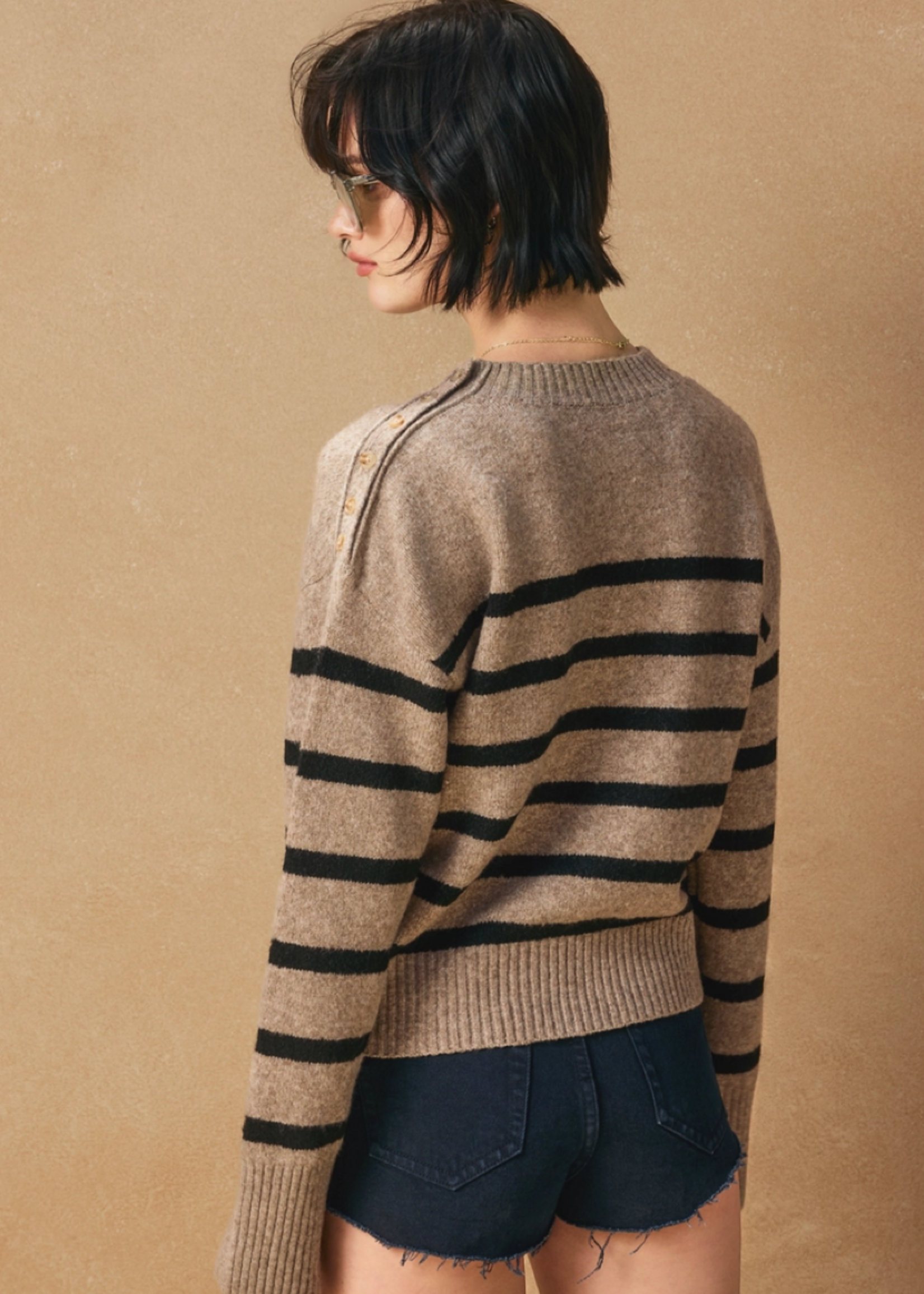Striped Button Detail Sweater