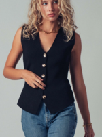 Sculpted Button-Front Knit Vest