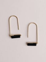 Drop - Black Onyx - Gold Earrings