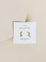 Moon Drop - Amazonite - Gold Earrings