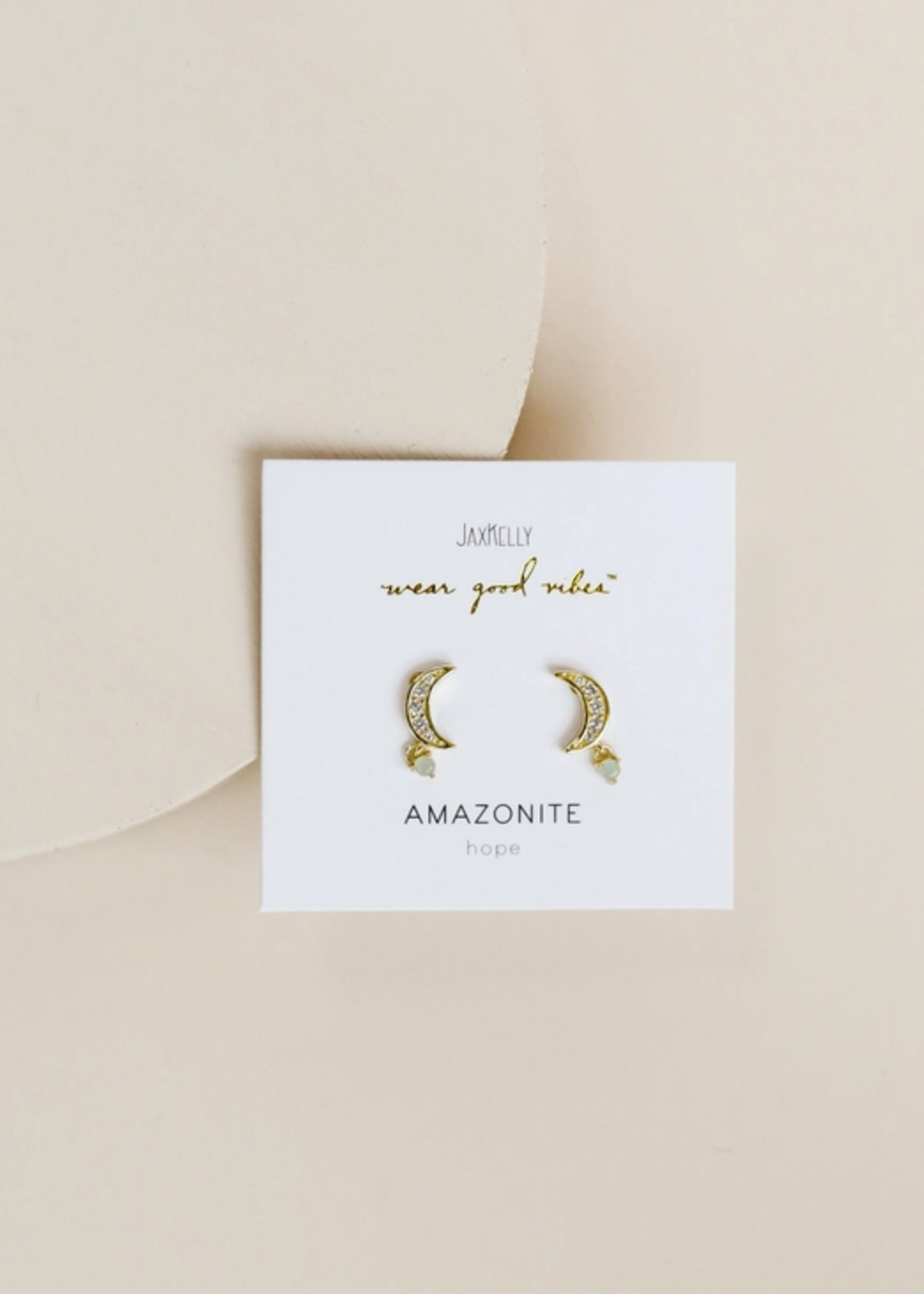 Moon Drop - Amazonite - Gold Earrings