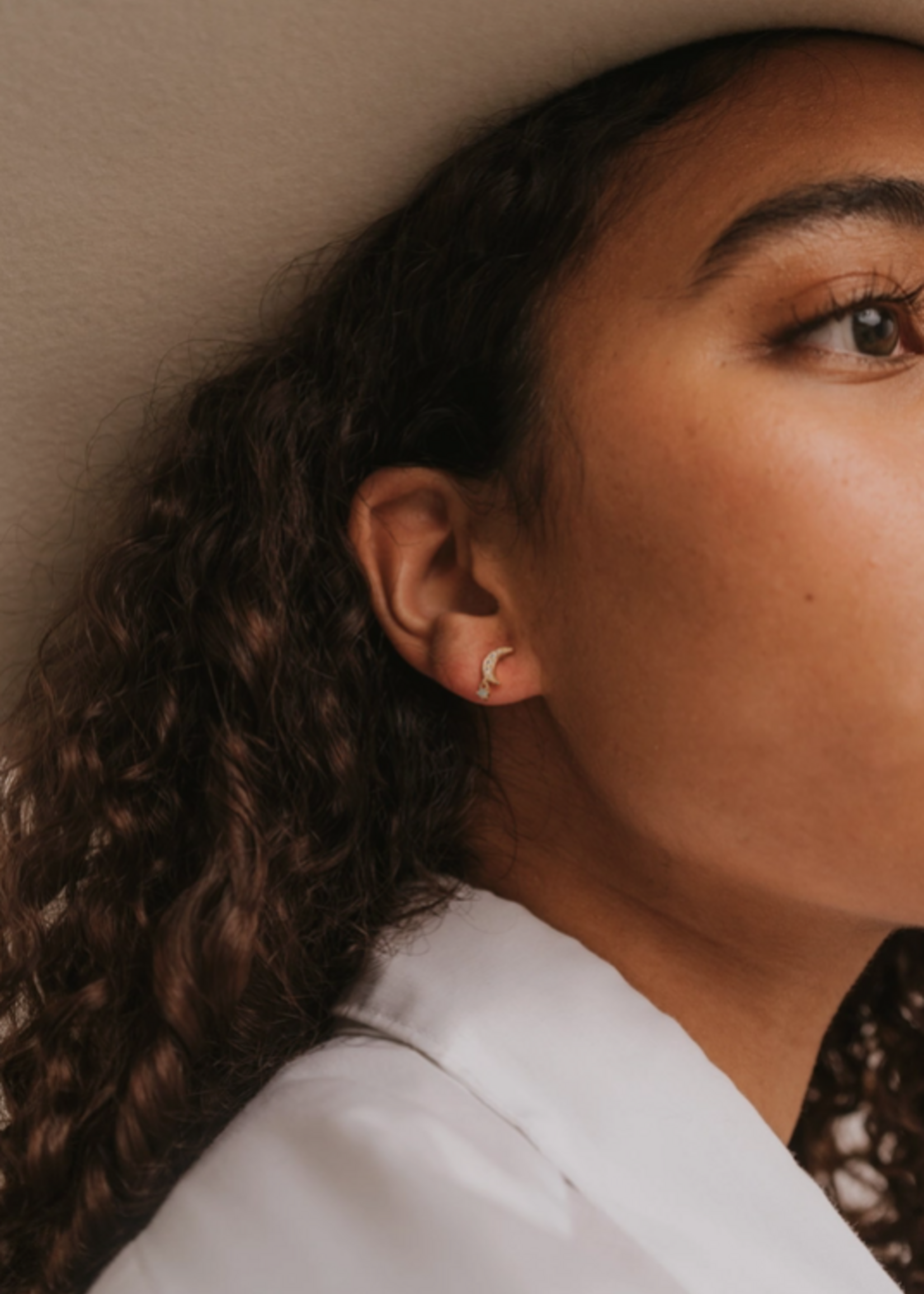 Moon Drop - Amazonite - Gold Earrings