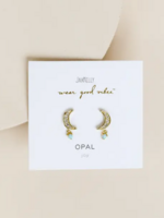 Moon Drop - Opal - Gold Earrings