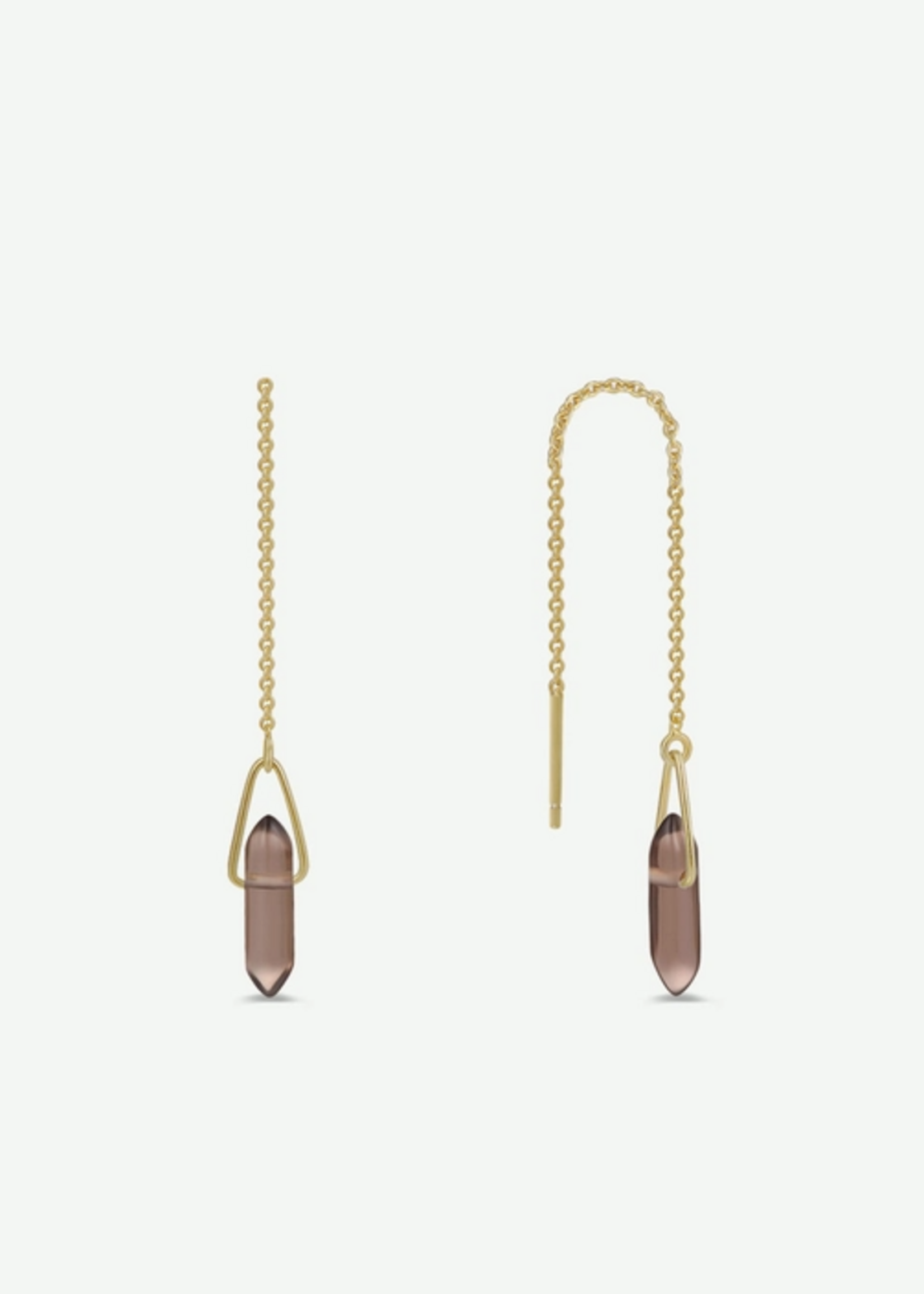 Threader - Smoky Quartz - Gold Earrings