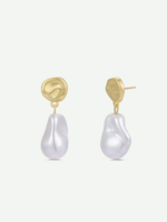 Abstract Pearl and Gold Drop Earrings