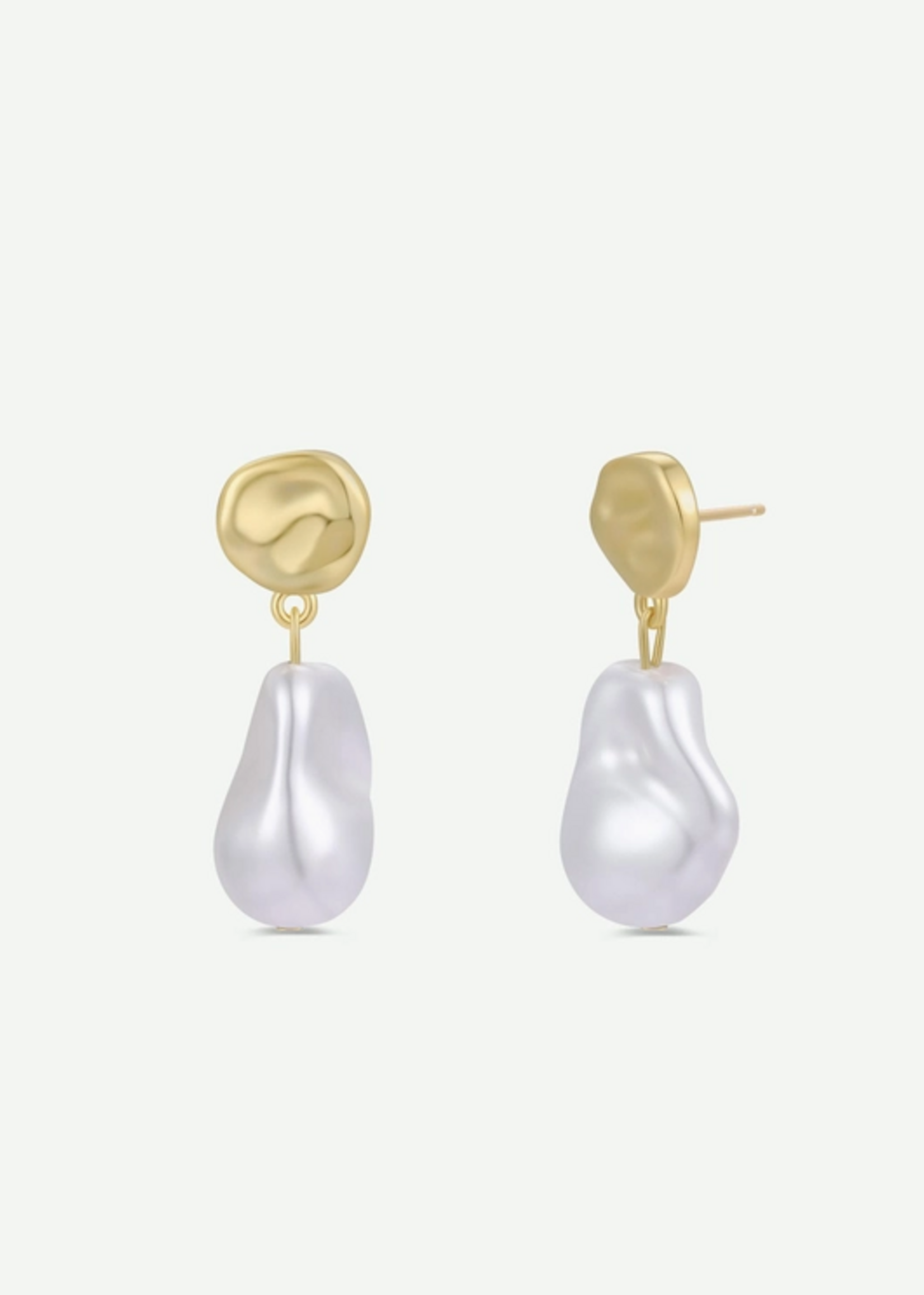 Abstract Pearl and Gold Drop Earrings
