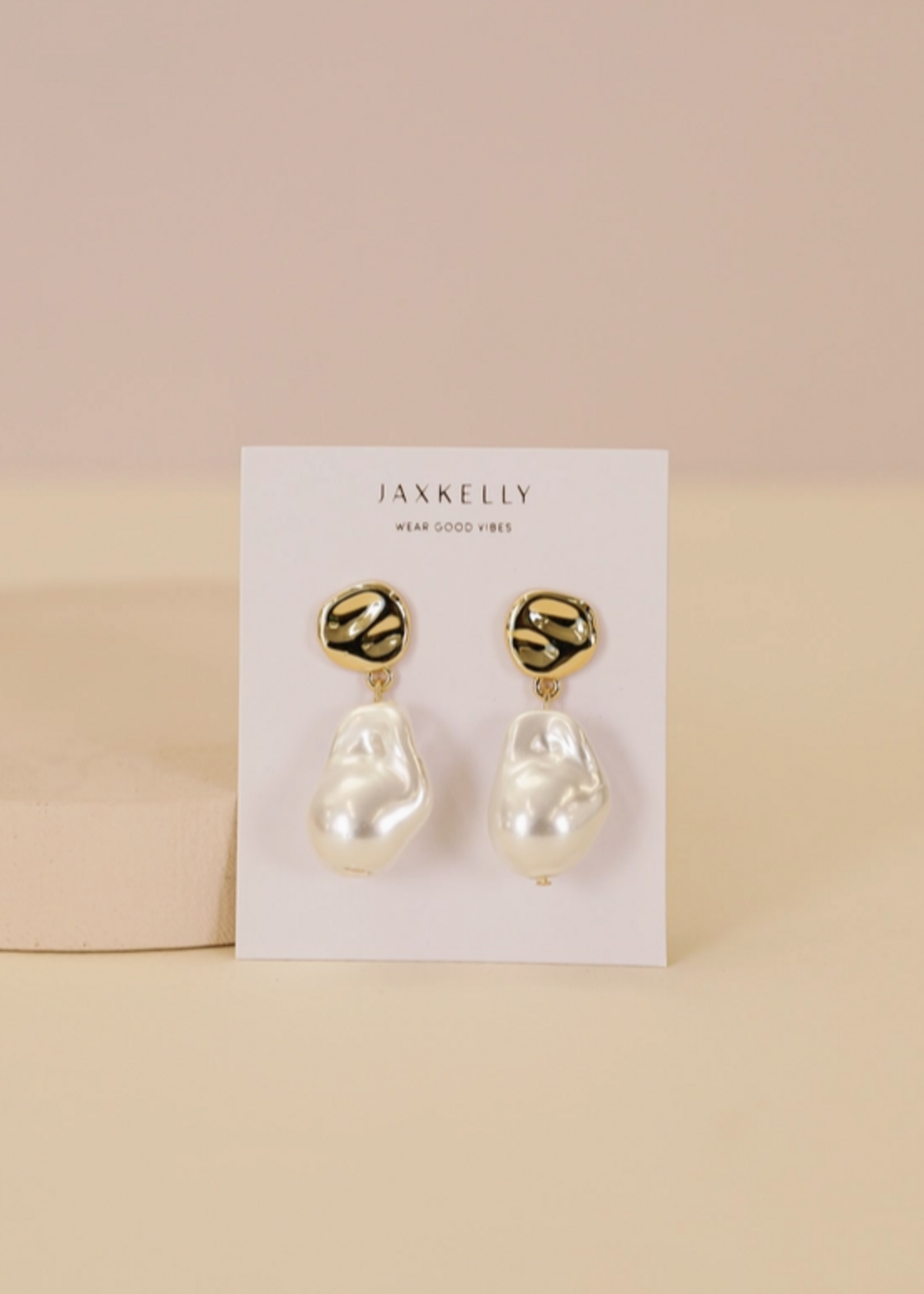 Abstract Pearl and Gold Drop Earrings