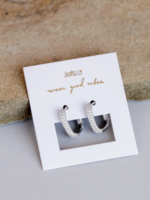 Silver Hoop - Pave - White Cz