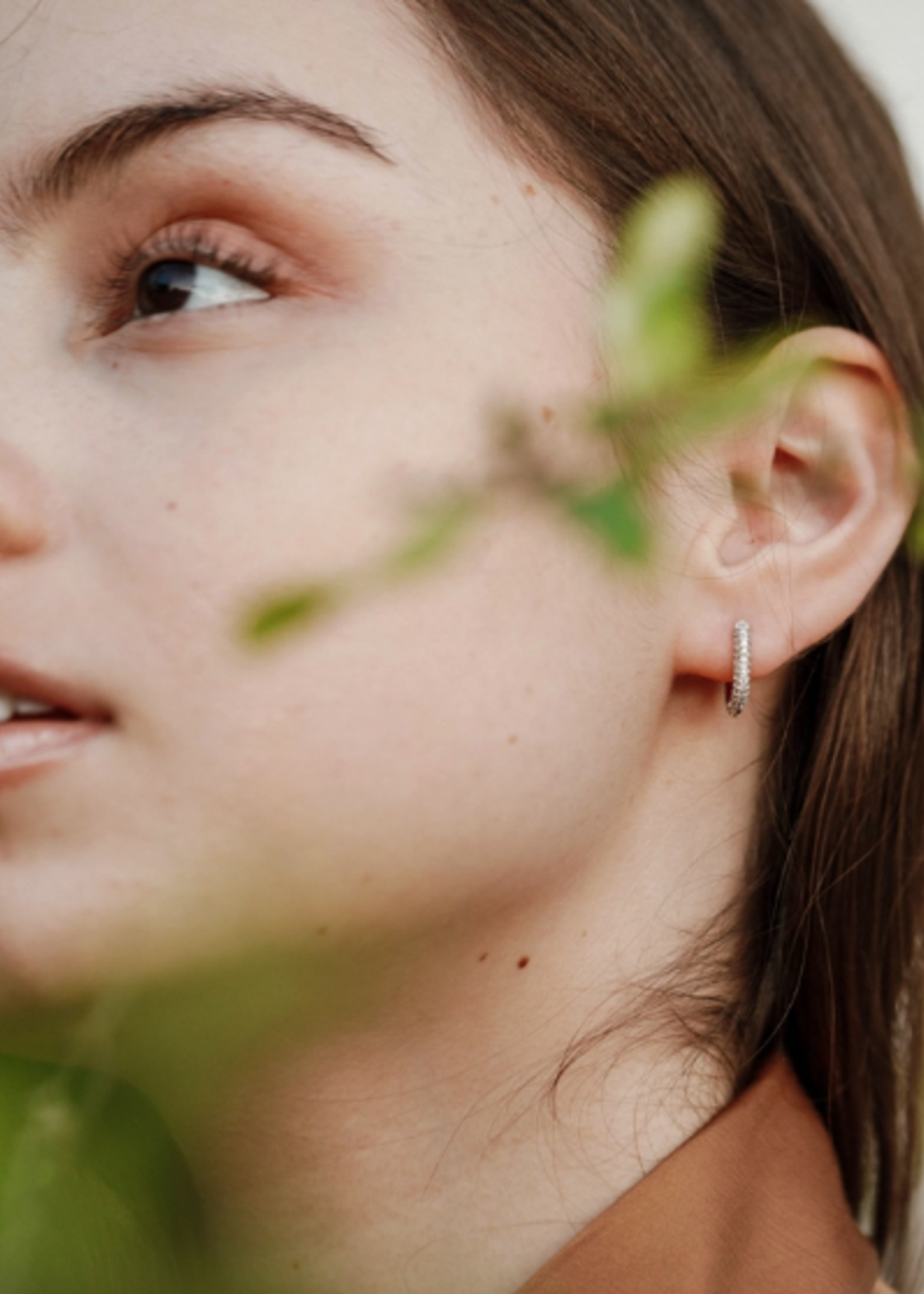 Silver Hoop - Pave - White Cz