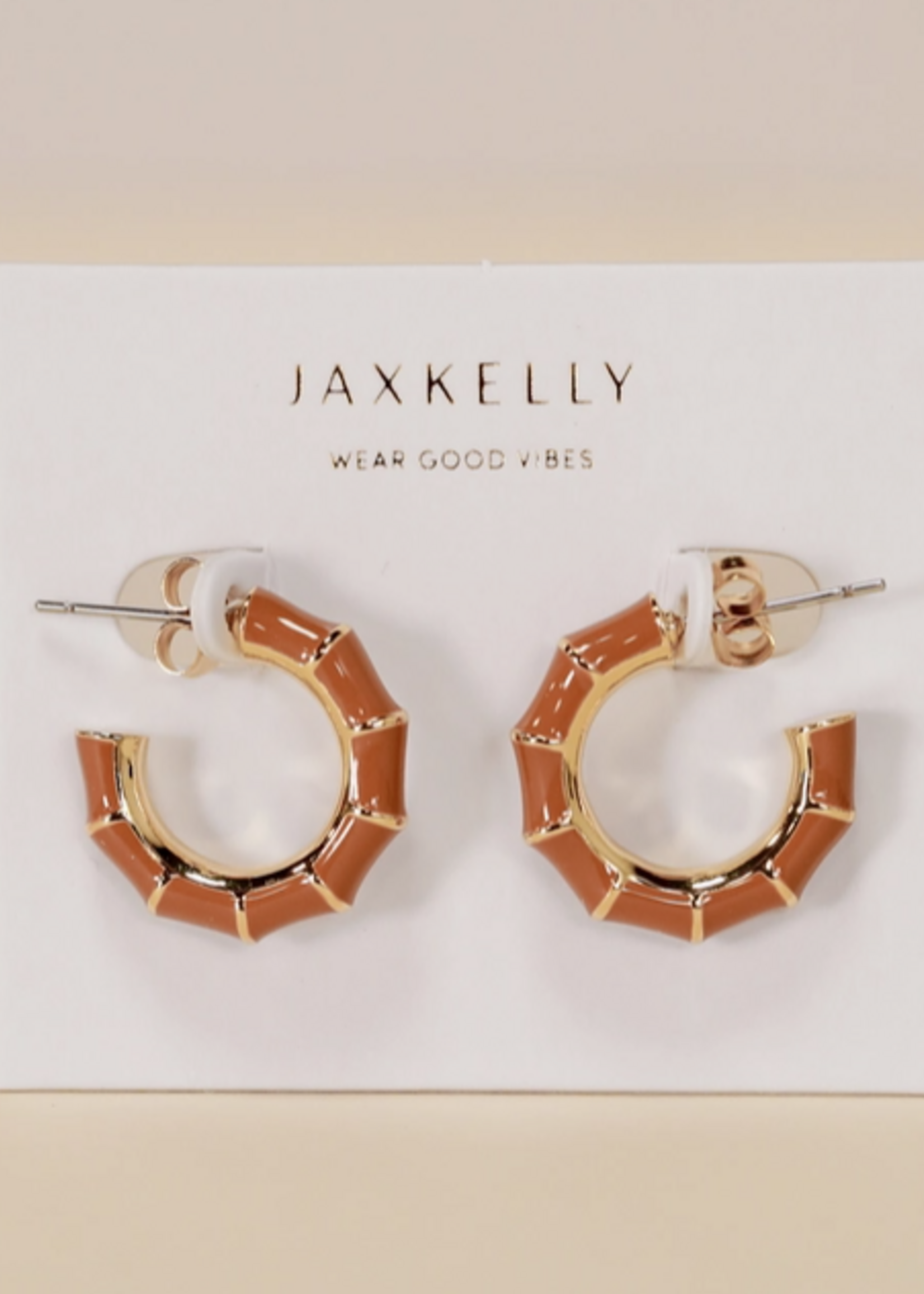 Vintage Hoop Earrings - Brown Enamel