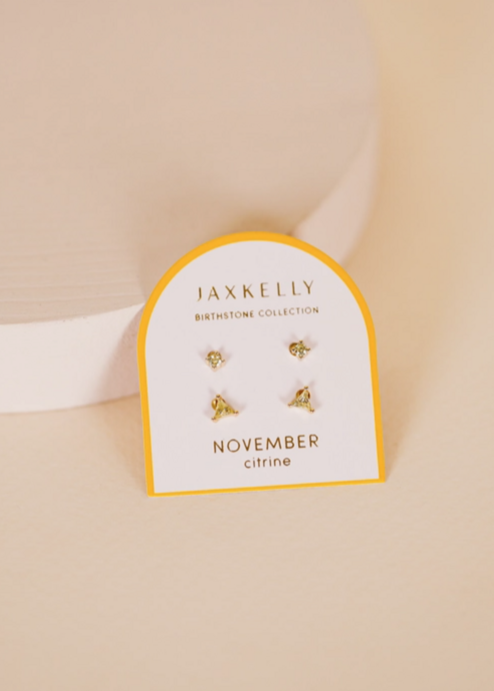Birthstone Stud Gold Earrings Set - November