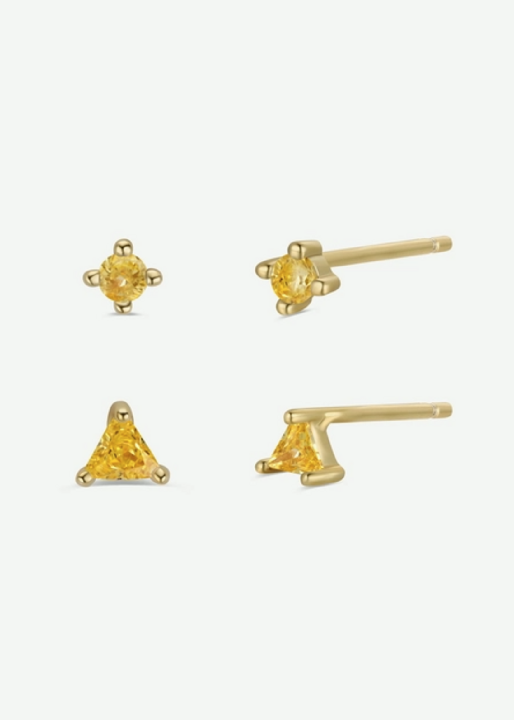 Birthstone Stud Gold Earrings Set - November