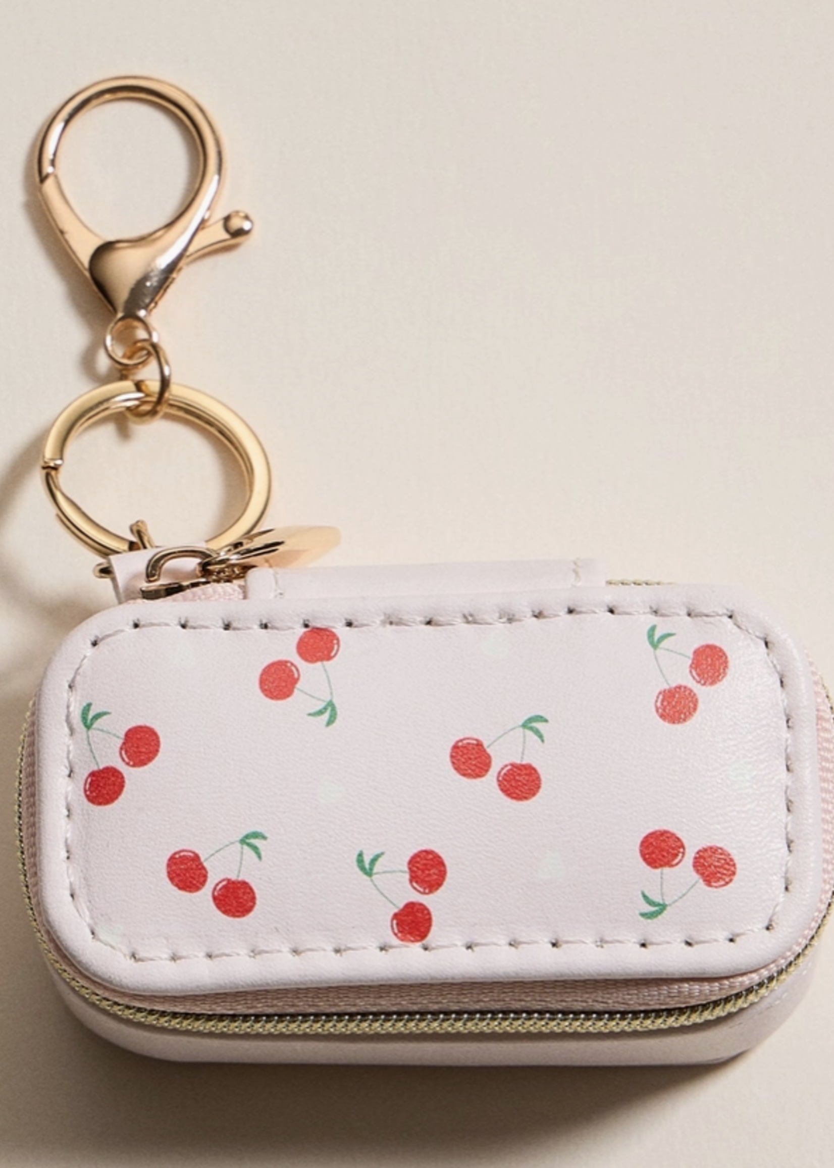 Jewelry Travel Case Keychain Cherry Print Design