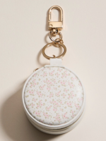 Jewelry Travel Case with Keychain White & Pink Floral