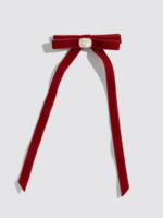 Holiday Velvet & Gemstone Bow Hair Clip