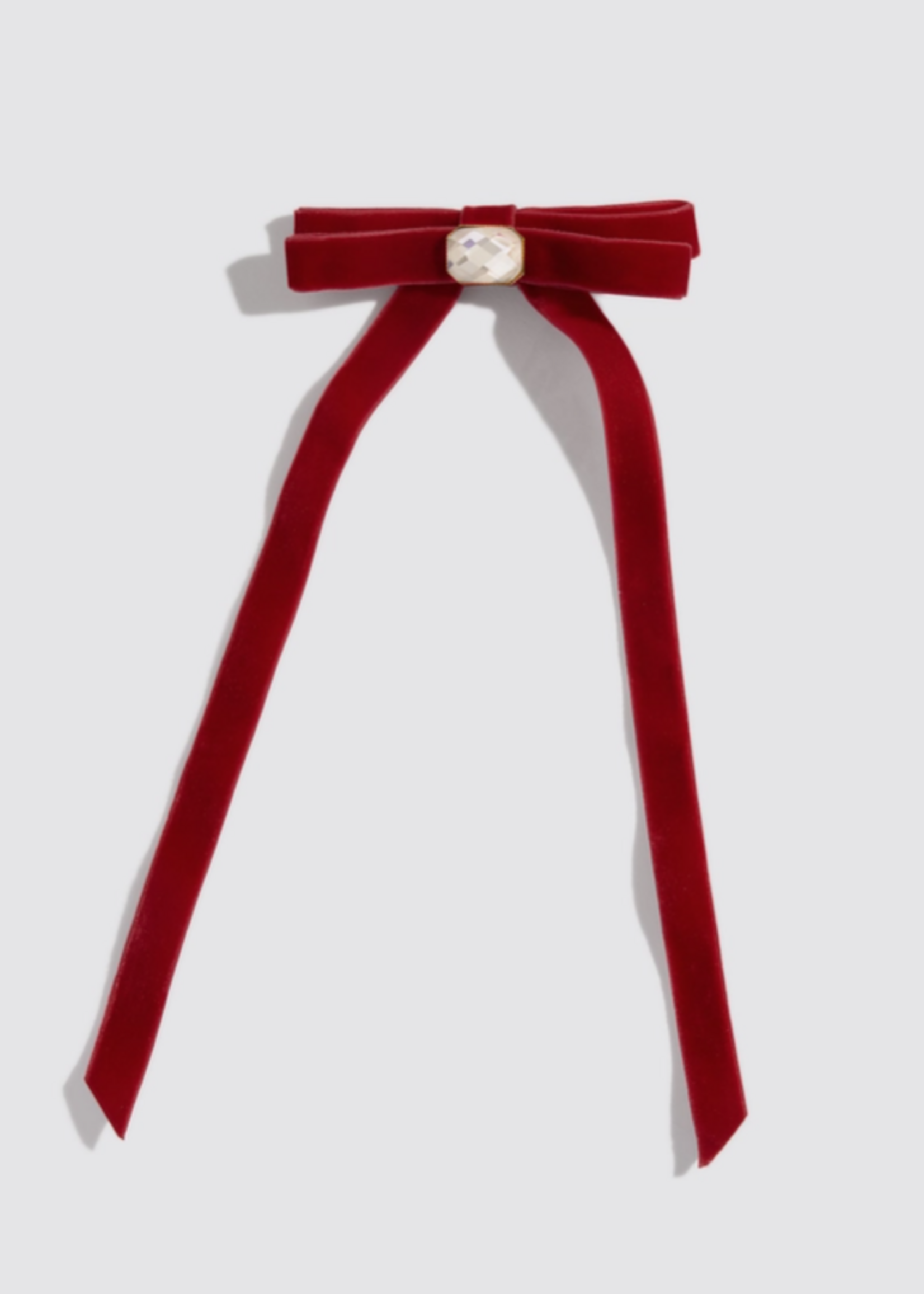 Holiday Velvet & Gemstone Bow Hair Clip