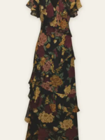 Twilight Bloom Ruffled V Neck Maxi Dress