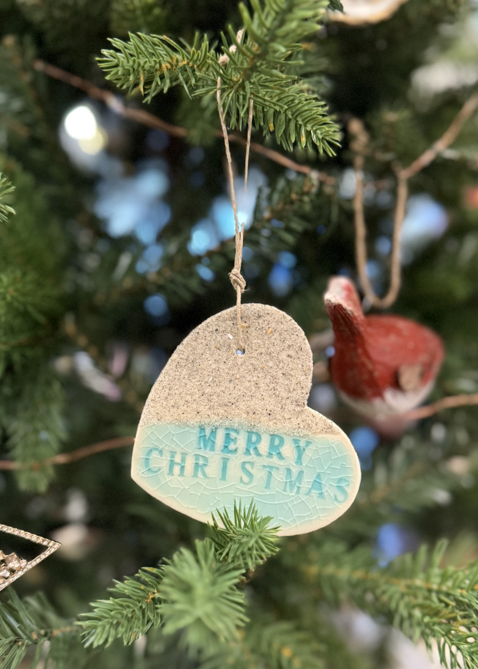 Assorted Sandy Hearts Ceramic Beach Lovers Ornament
