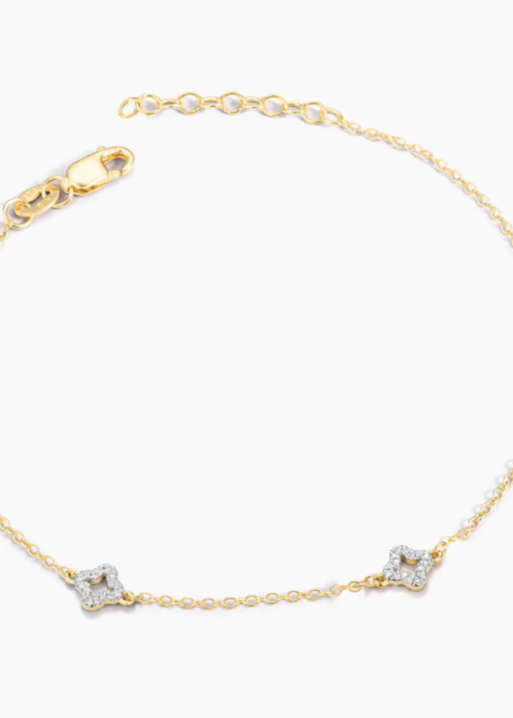 Diamond Station Chain Bracelet 14k Gold Plated