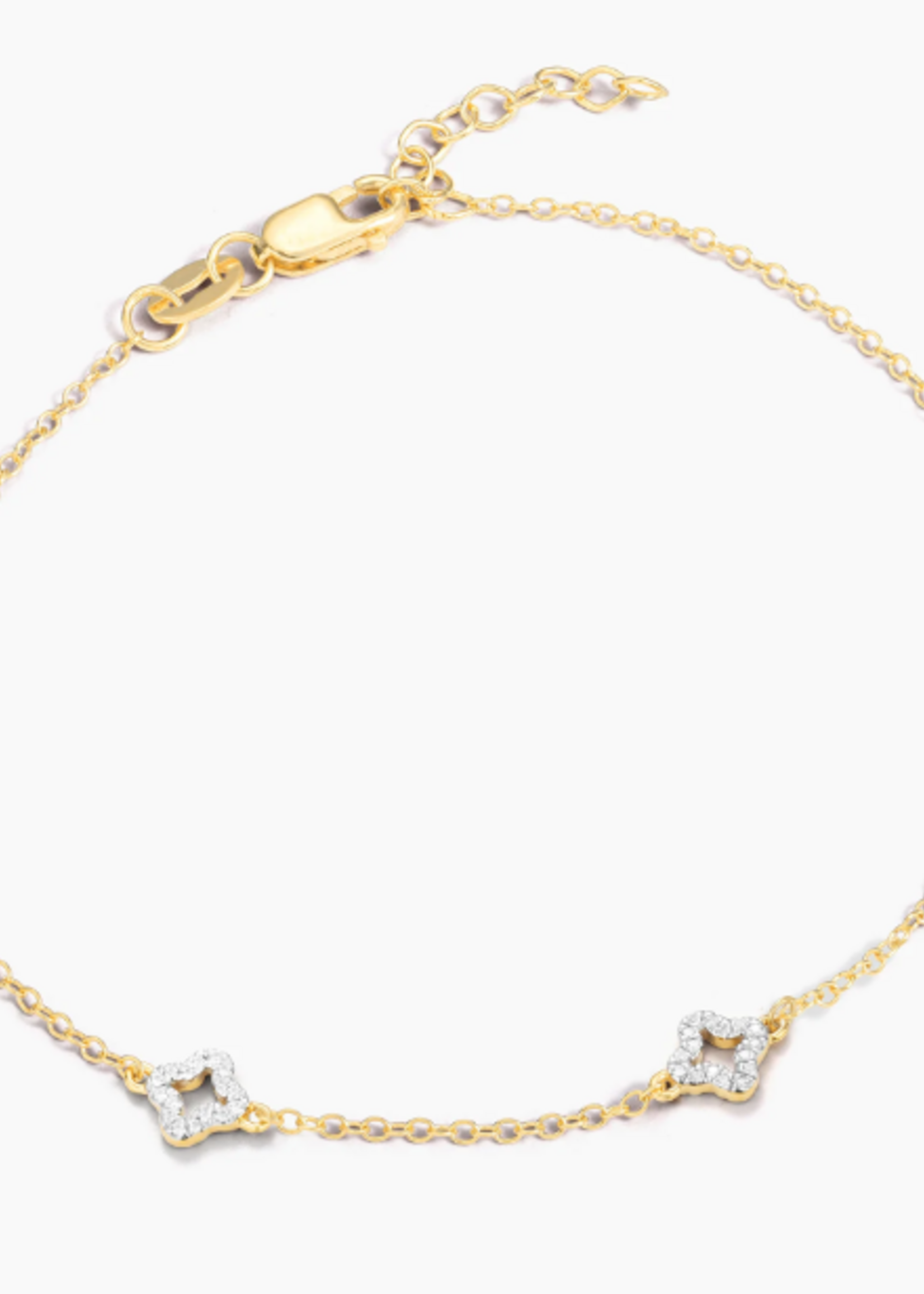 Diamond Station Chain Bracelet 14k Gold Plated