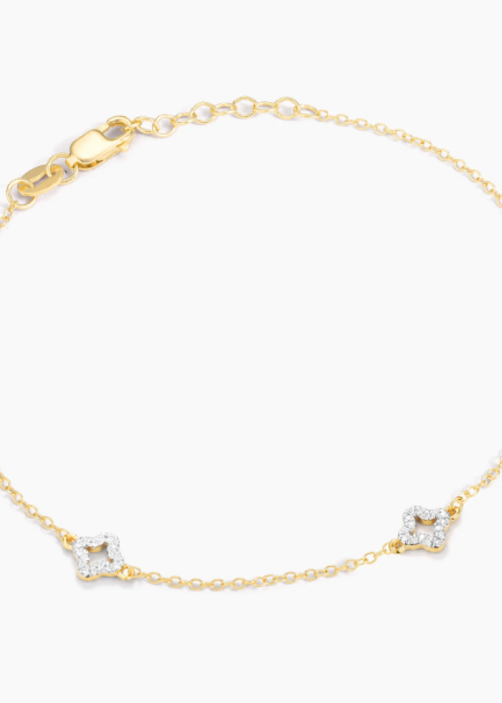 Diamond Station Chain Bracelet 14k Gold Plated