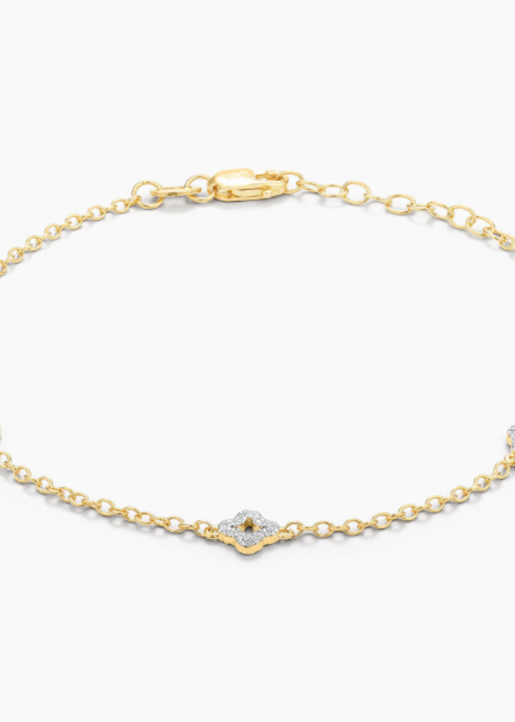Diamond Station Chain Bracelet 14k Gold Plated
