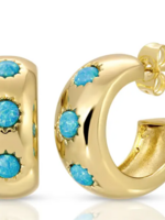 Chunky Stone Hoops - Blue Opal
