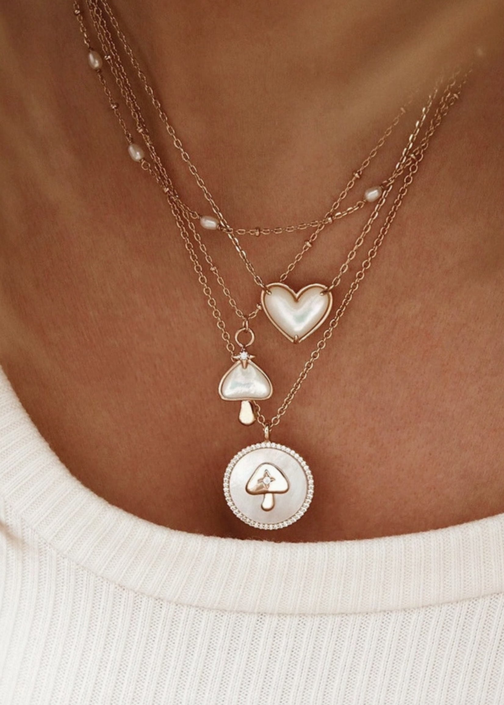 Oh My Heart necklace - Mother of Pearl