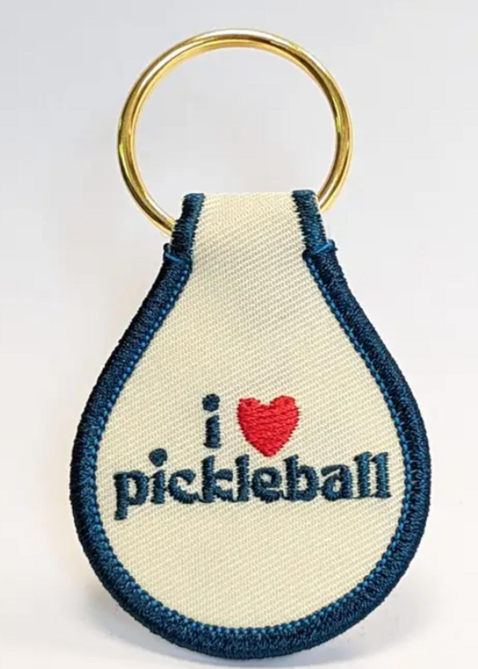 I Heart Pickleball Embroidered Key Tag